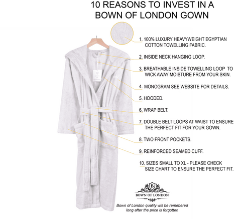 10 Reasons to Invest in a Bown of London Gown - Men's Heavyweight Hooded Nua Cotton Dressing Gown - Pale Grey Content