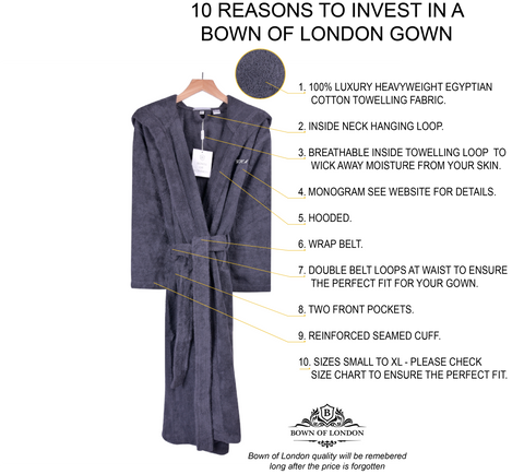 10 Reasons to invest in a bown gown - Men's Heavyweight Hooded Nua Cotton Dressing Gown - Dark Grey | Bown of London Content