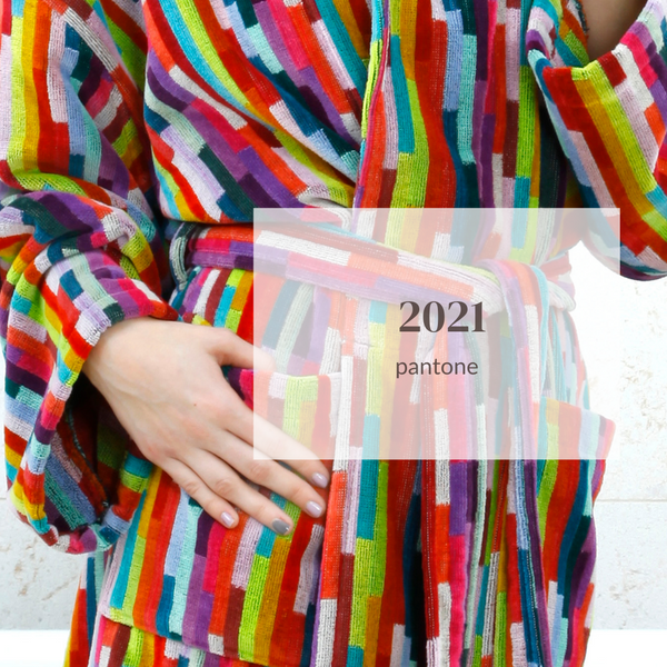 pantone colour block striped dressing gown