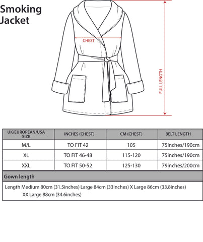 Smoking Jacket Size Chart | Bown of London