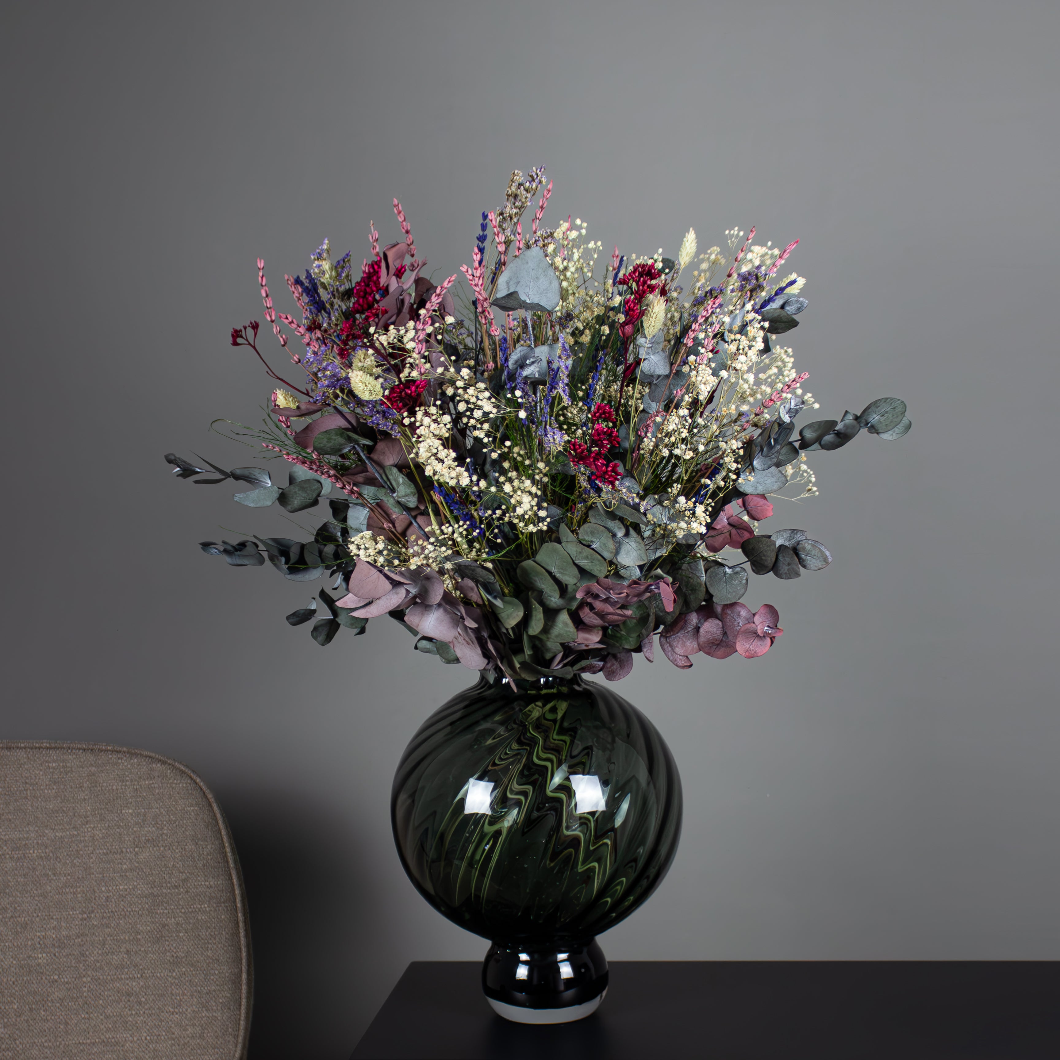 Living Flowers | Frisk Pust - Tørret Blomsterbuket - Pompøs, Højde: 60-65 cm- Evighedsblomster / Evighedsbuket