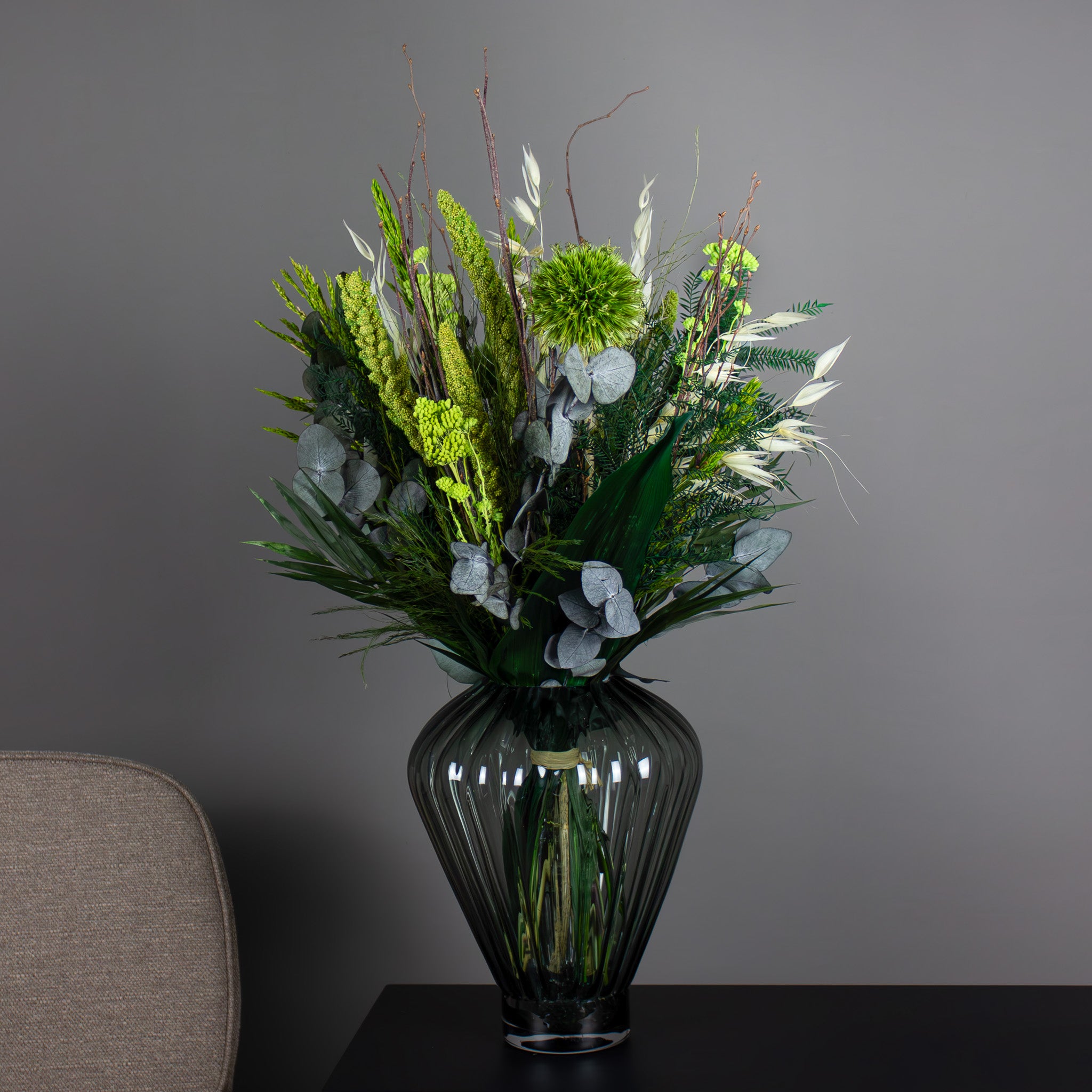 Billede af Living Flowers | Buket Grøn Hope - Tørret Blomsterbuket - Luksuriøs, Højde: 55-60 cm- Evighedsblomster / Evighedsbuket