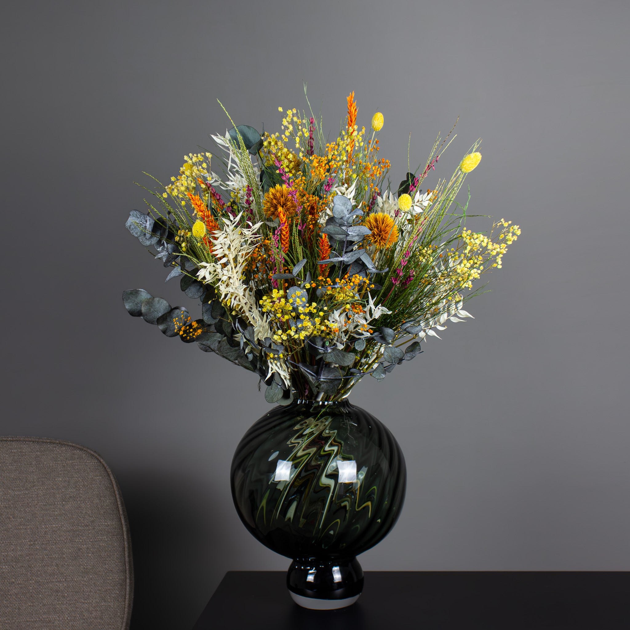 Billede af Living Flowers | Buket Solnedgang - Tørret Blomsterbuket - Naturligvis, Højde: 50-55 cm- Evighedsblomster / Evighedsbuket