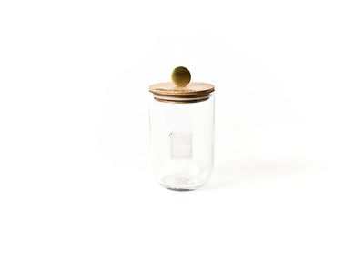 Miniature tiny cookie jar with wooden lid