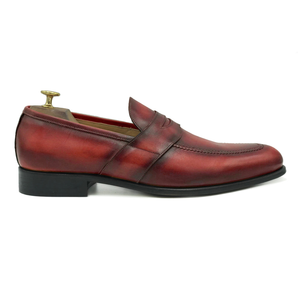 Holmes II - Men's moccasins in red leather shoes handmade – di Virgilio ...