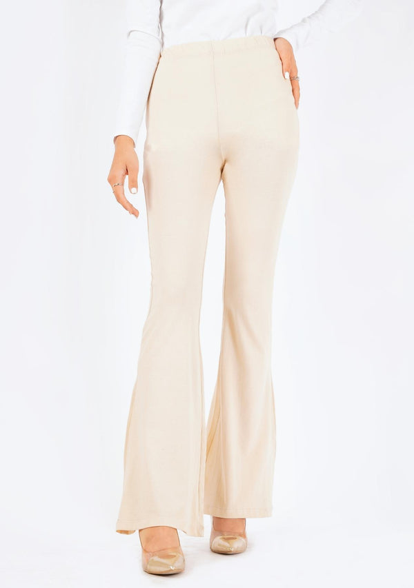 Flared pant in white polyester