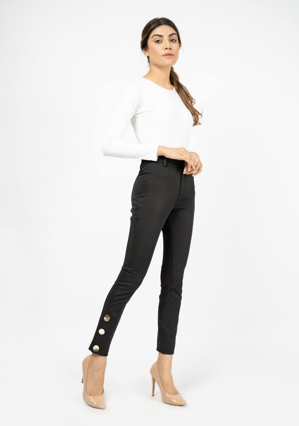 Flared pant in white polyester – Nine Ninety Nine