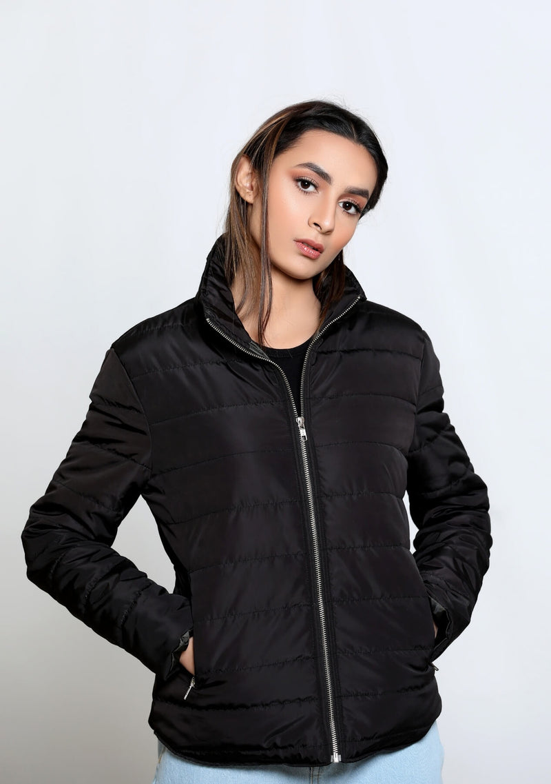 Puffer Jacket (curved hem) - black – Nine Ninety Nine