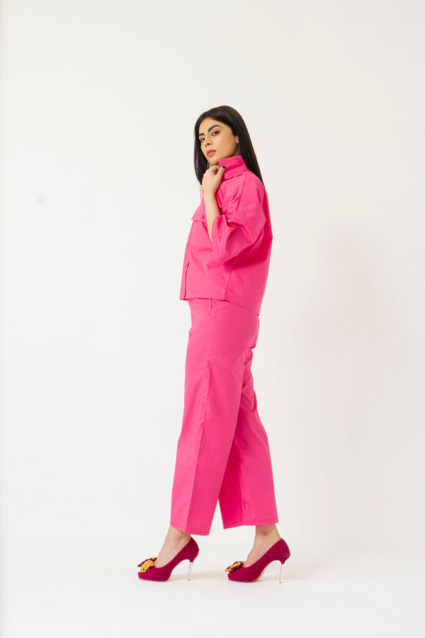 High Waisted Culotte Pant with Pleat - tea pink