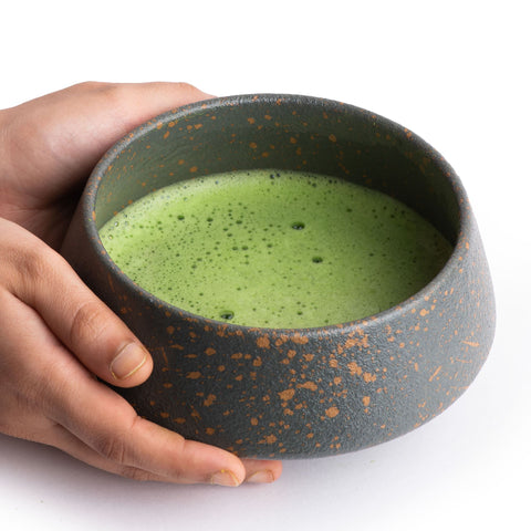 Matcha green tea served in a bowl