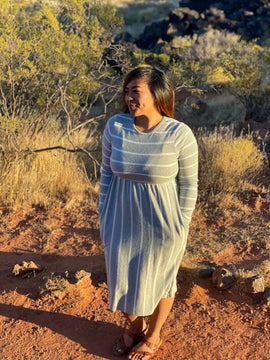 Midi grey and white stripe maxi dress