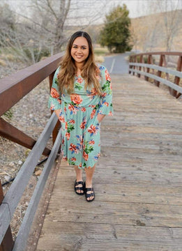 Mint floral midi dress