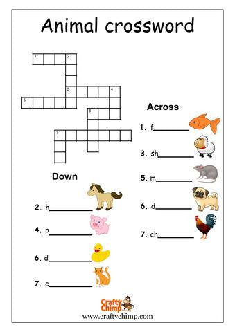 Animal Crossword - CraftyChimp (A unit of BrainSpa)