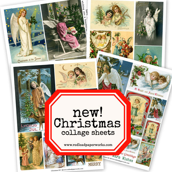 4 New Christmas Angel Collage Sheets