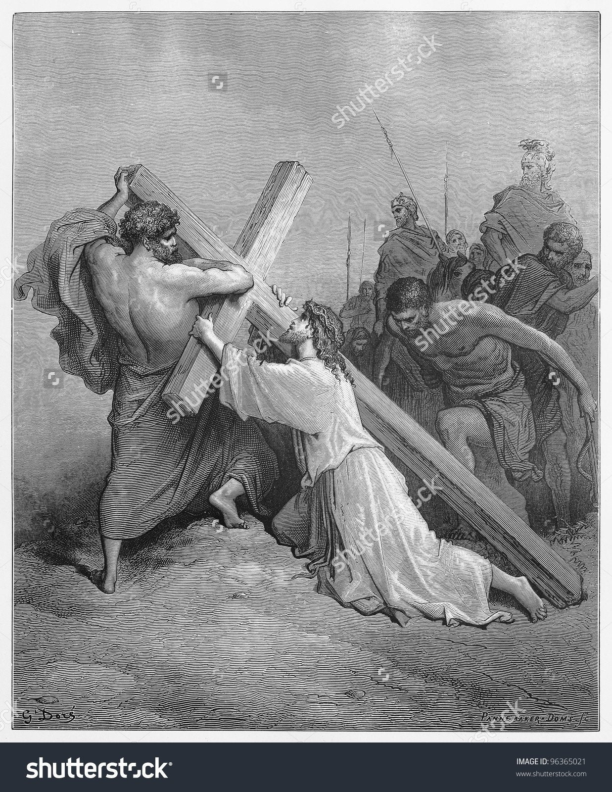 Jesus Falls with the Cross Backdrop Printing