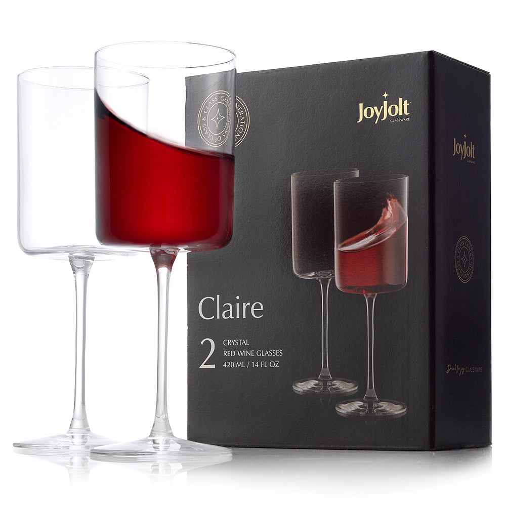 JoyJolt Elle Fluted Cylinder Red Wine Glass - Set of 2