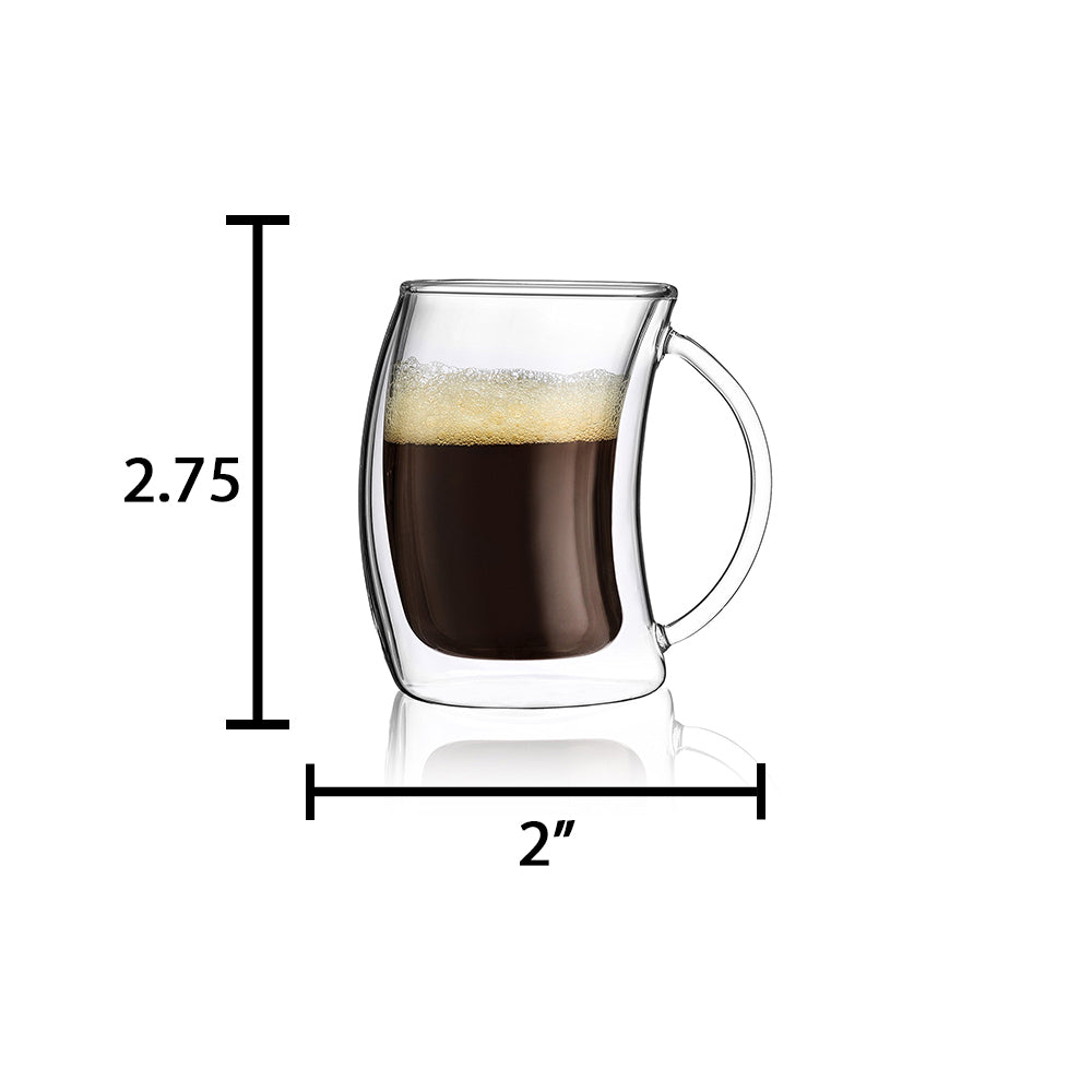 JoyJolt Caleo Double Wall Insulated Glasses Espresso Cups Set of 2 5.4-Ounces