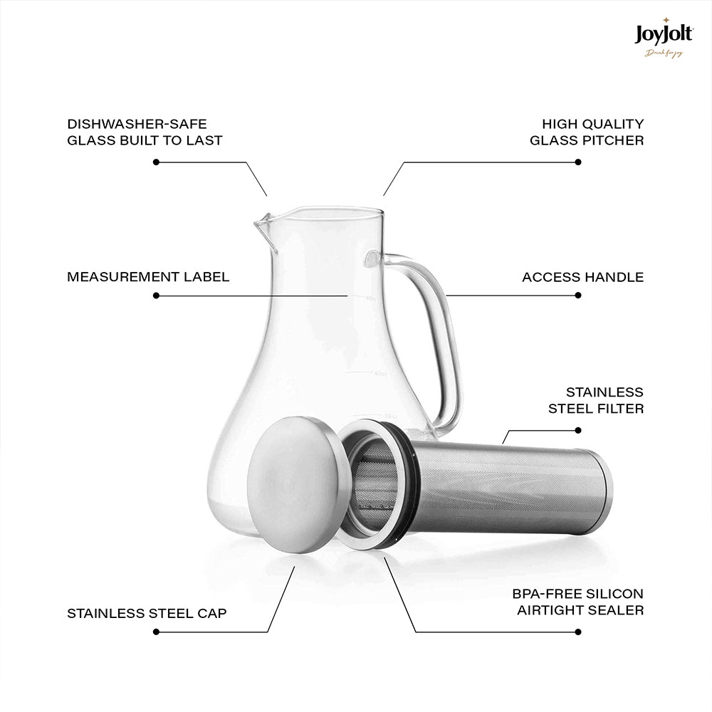 JoyJolt Fresco Airtight Cold Brew Iced Coffee Maker - 32 oz Tea Maker with  Non-Slip Silicone Base