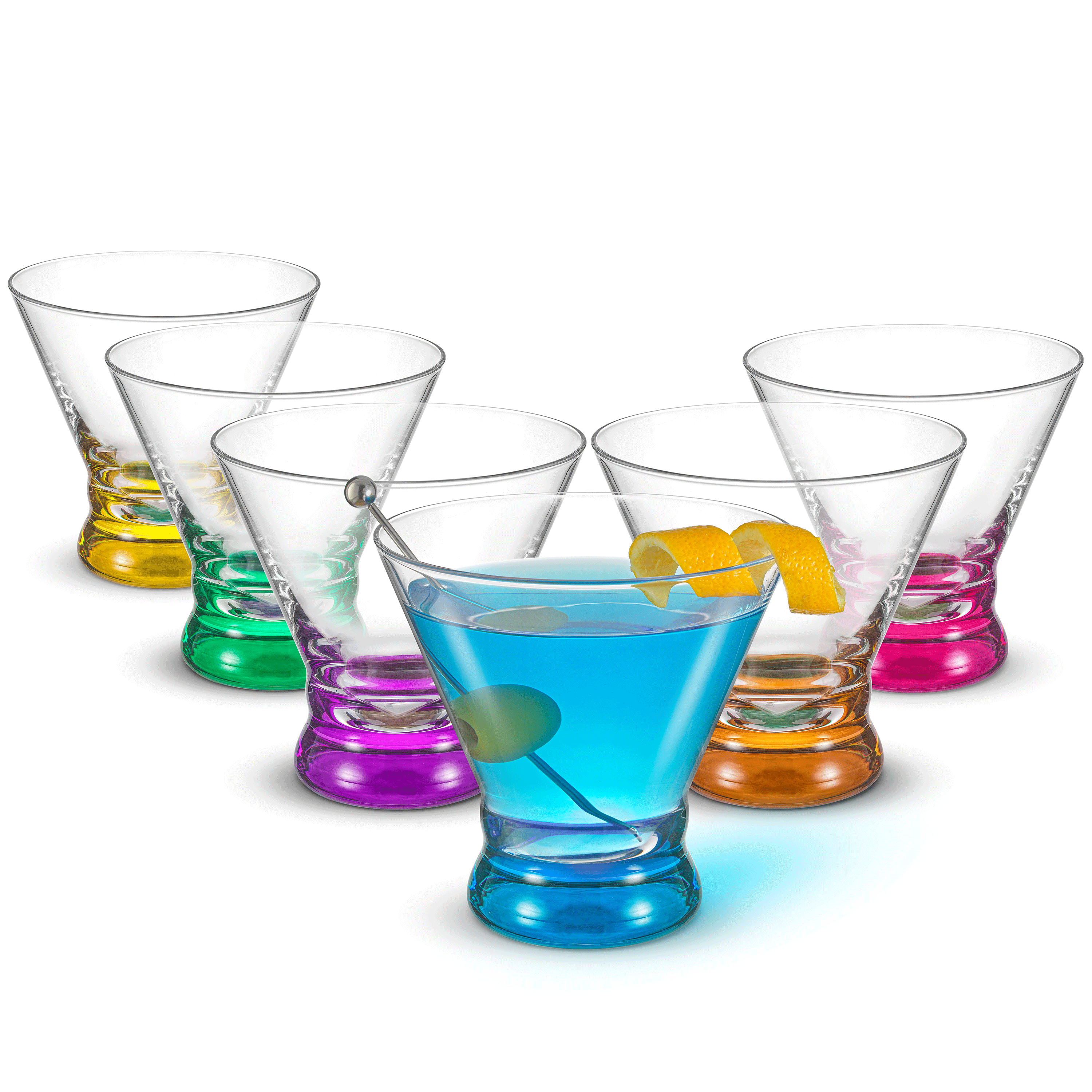 JoyJolt Hue Colored Stemless Wine Glass Set - Large 15 oz Glass Stemless  Wine Glasses Set of 6 