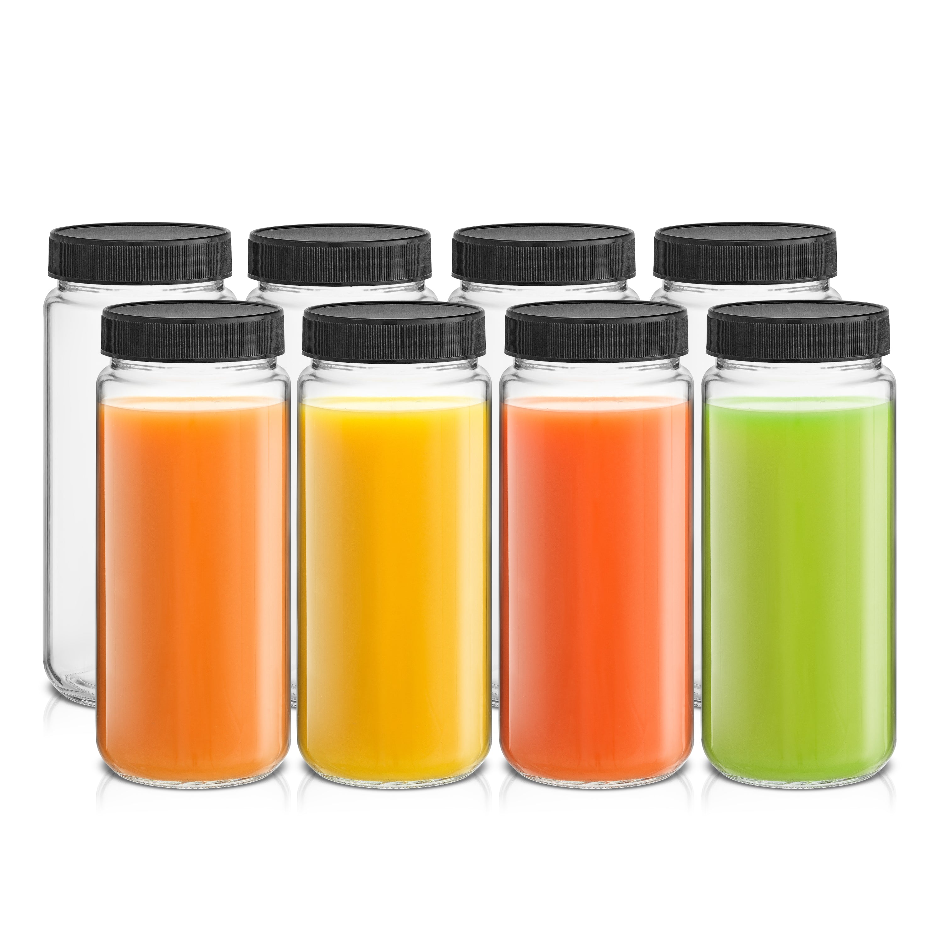 JoyJolt Glass Carafe with Lids. 3 Carafes for Mimosa Bar 36 oz Capacity. 6  Lids! Brunch Decorations, Bedside Water Carafe, Orange Juice Container