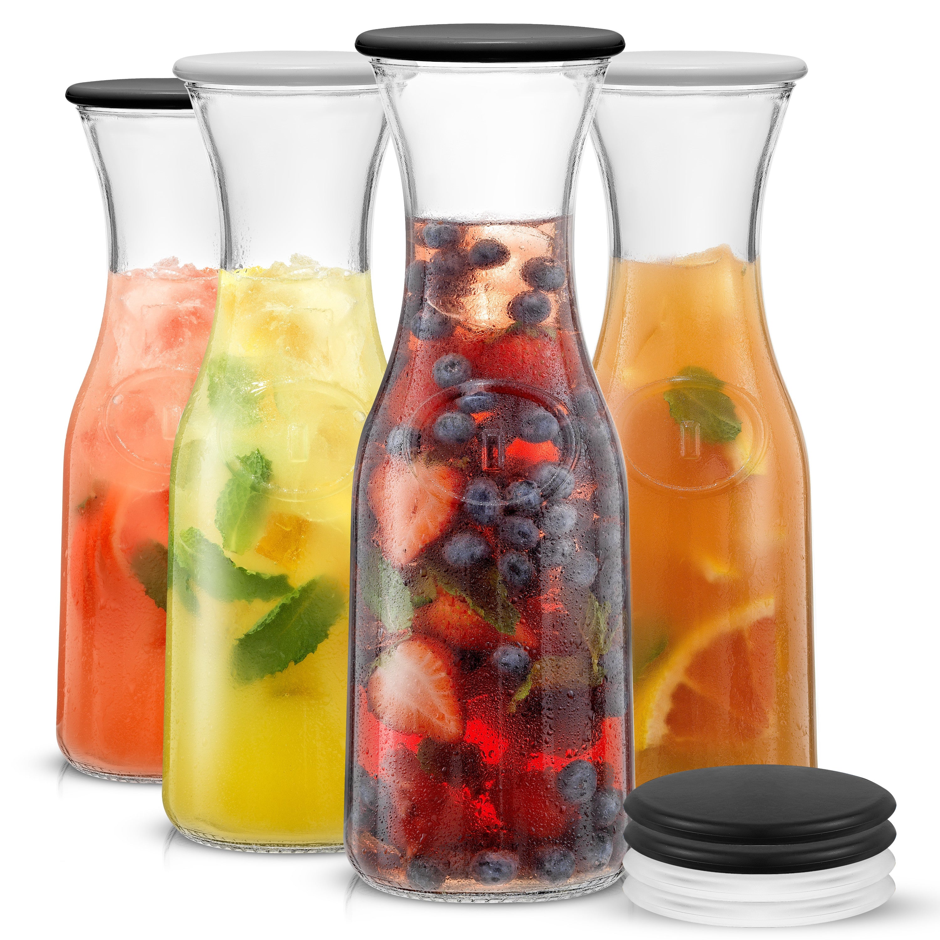 Glass Fluted Drink Dispenser with Spigot, Ice Infuser, & Fruit Infuser - 1 Gallon JoyJolt