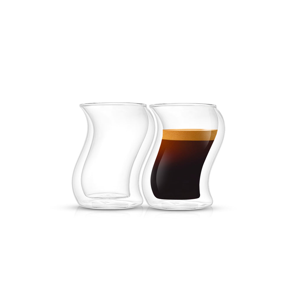 JoyJolt Savor Set of 2 Double Wall Insulated Glasses Mugs Espresso 5.4 oz  New 867609000271