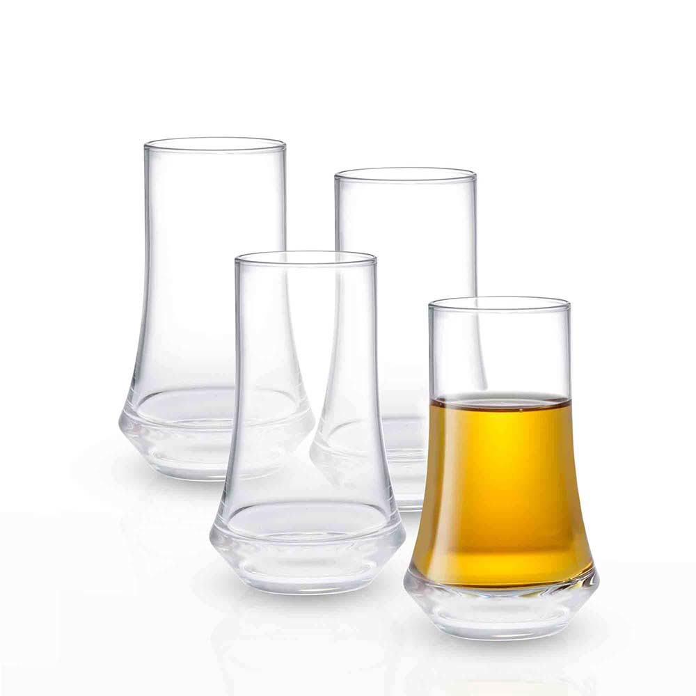 JoyJolt Alain Drinking Glasses Set of 8 Glass Tumblers. Highball 14oz Bar Glasses and Lowball 10oz Rocks Glasses Set