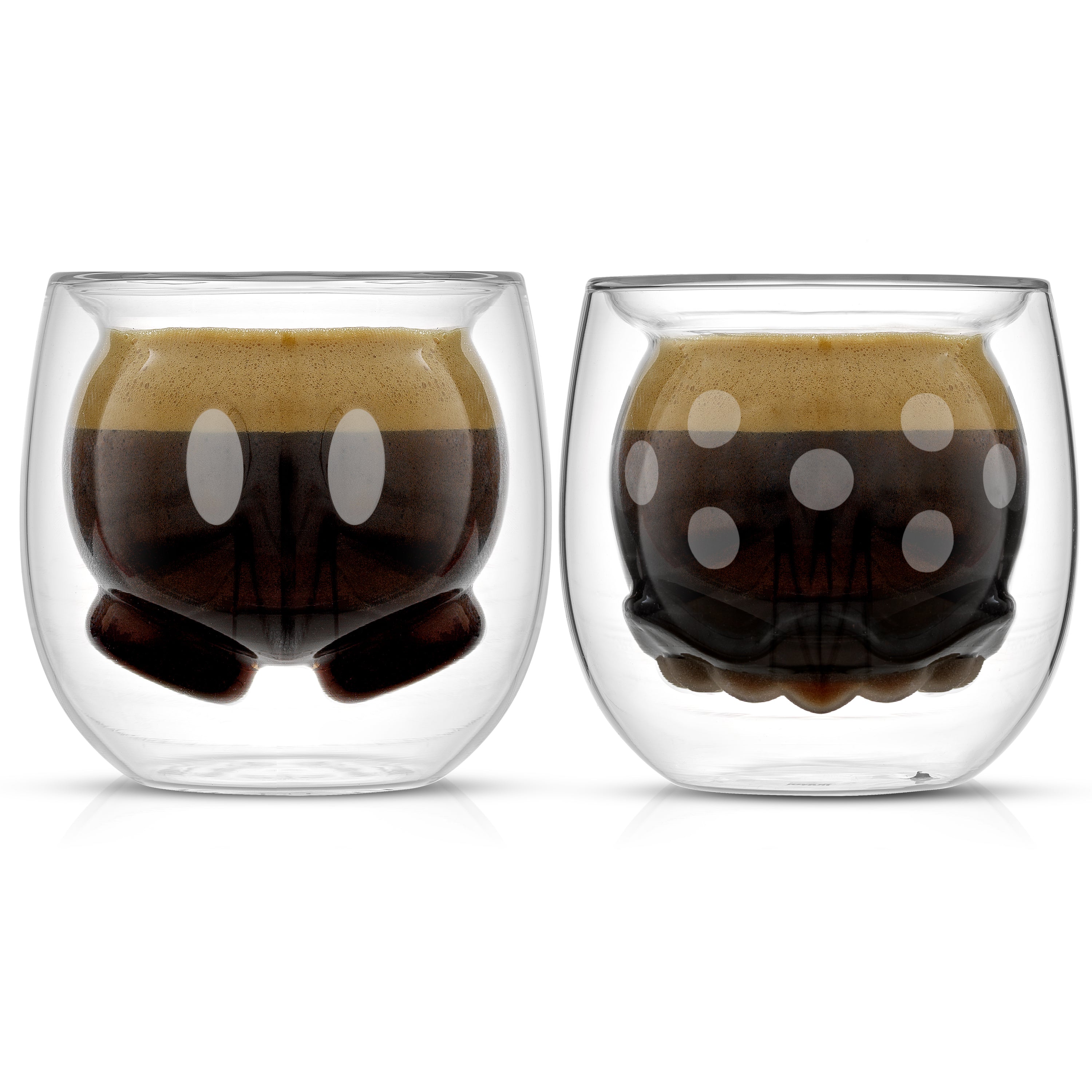 JoyJolt 5.4 oz. Clear Espresso Disney Mickey Mouse 3D Borosilicate Glass  Double Wall Mug (Set of 2) JDS10726 - The Home Depot