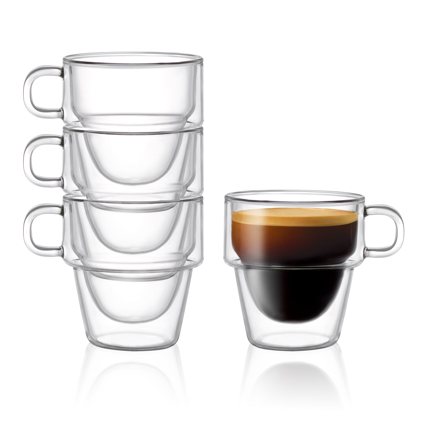 JoyJolt Double Wall Insulated Glass Coffee Mug (Set of 2) 13.5 oz with  Handle for Hot or Cold Drinks, Glass Tea Cup, Large Mug 