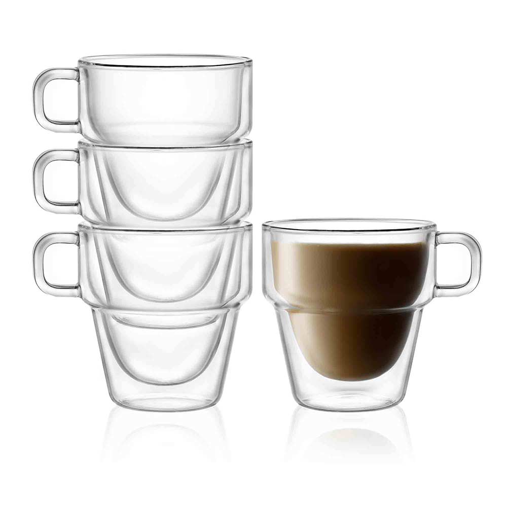 Double Walled Glass Coffee Mugs, Set of 2 – Hearth Goods