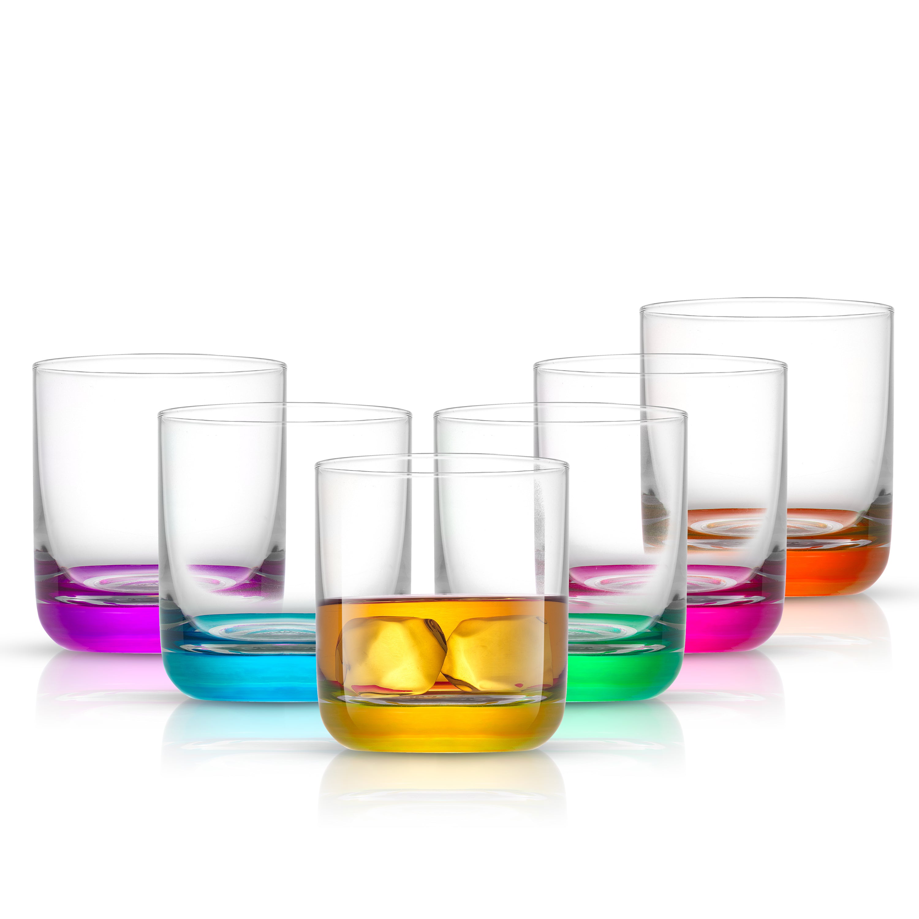 JoyJolt Hue Colored Stemless Wine Glass Set - Large 15 oz Glass Stemless  Wine Glasses Set of 6