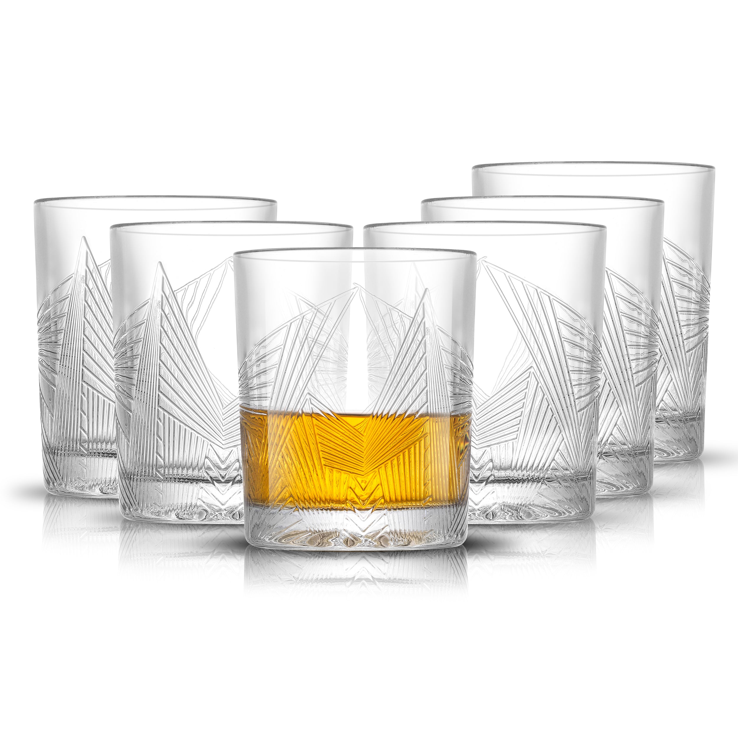 JoyJolt Classic Can Shaped 17 oz. Tumbler Drinking Highball Glass Cups (Set of 6), Clear