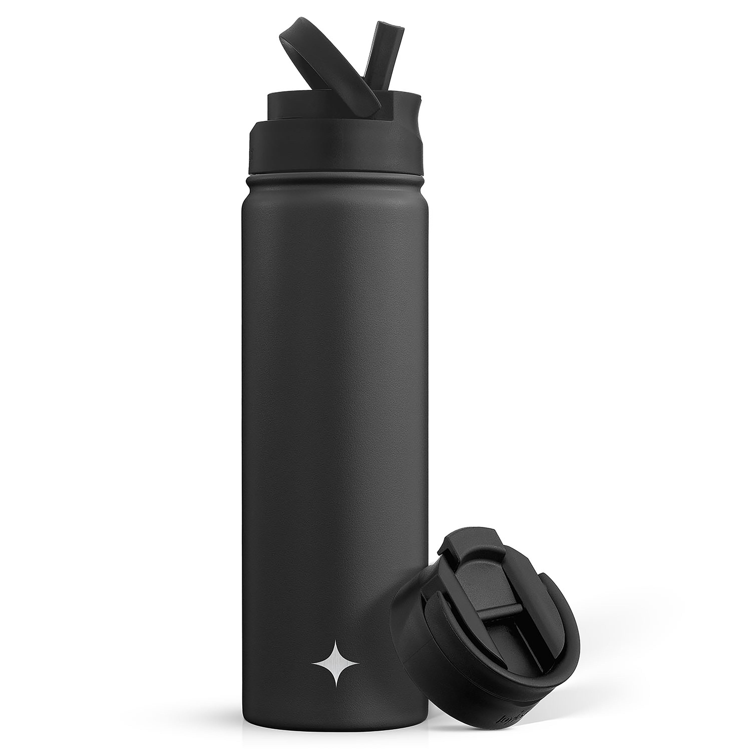 JoyJolt Vacuum Insulated Water Bottle with Flip Lid & Sport Straw Lid