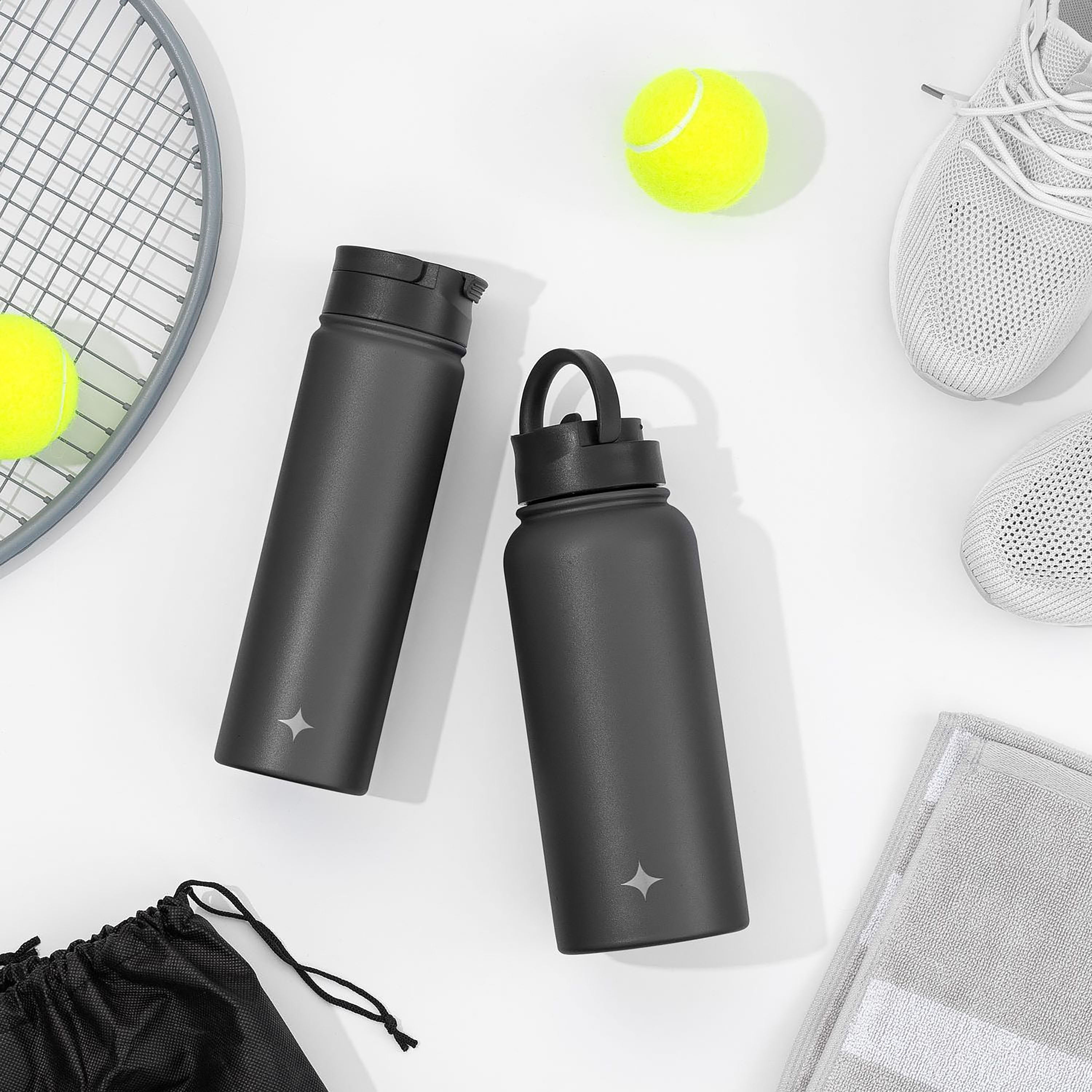 JoyJolt Vacuum Insulated Water Bottle with Flip Lid & Sport Straw Lid-image-1