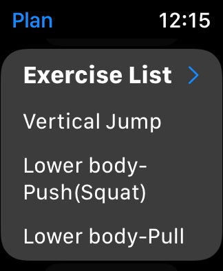 Tap the exercise on the list.