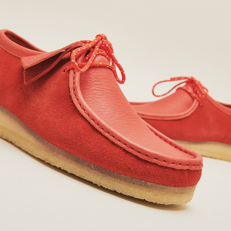 red suede wallabees