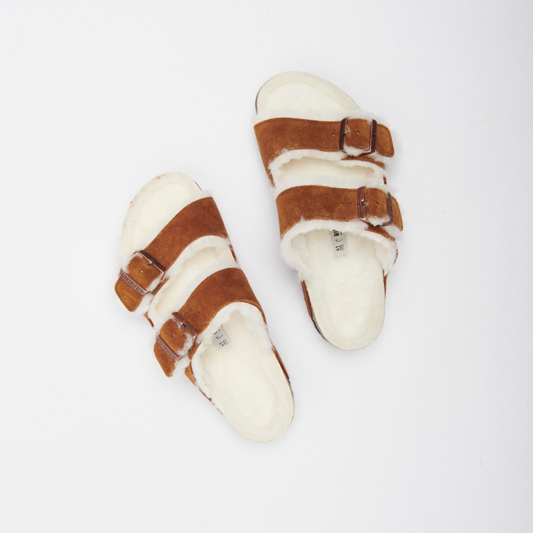 birkenstock arizona suede sheepskin sandals mink