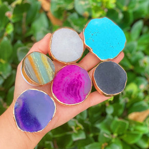 Golden Edge - FUCHIA - Natural Stone Phone Grip - Las Ofrendas 