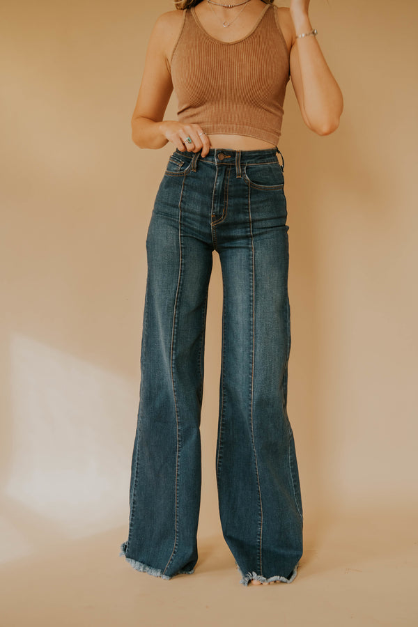 High-Waisted Wide Leg Cuffed Jeans – Buckaroo Bandits, LLC