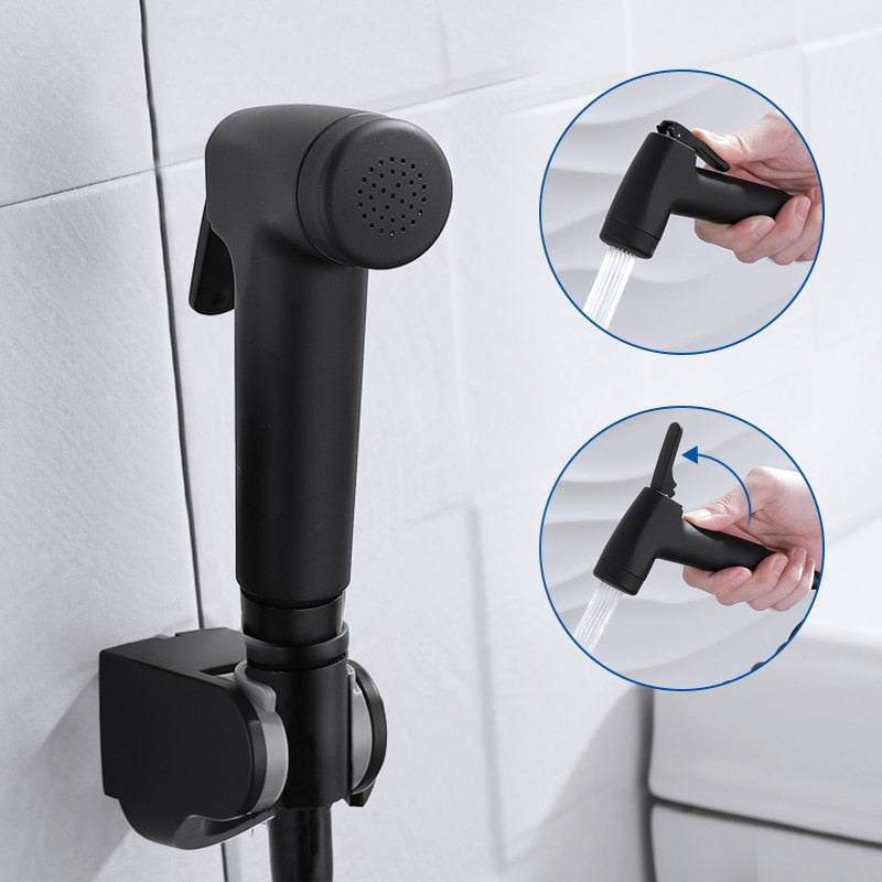Black Handheld Bidet Spray Abs Shower Sprayer Set Toilet Faucet