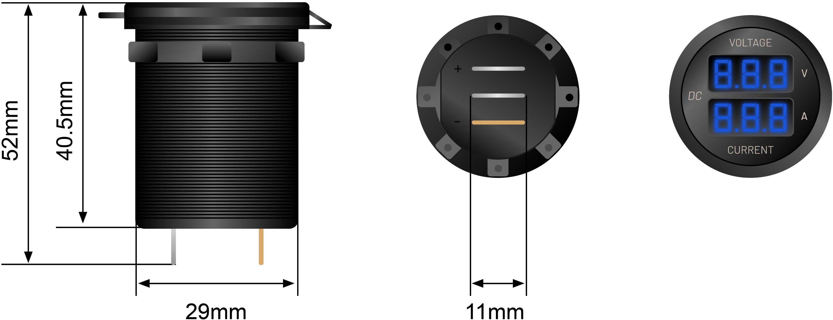 Stedi Dual Display 4X4 Volt and Amp Meter