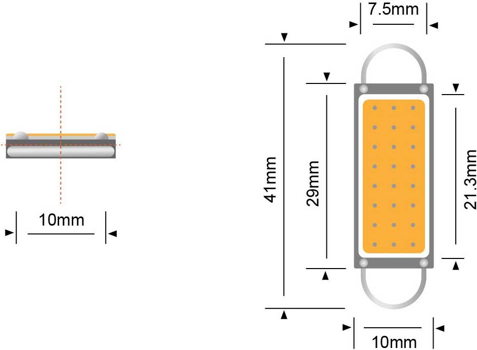 STEDI 561/562 Capless Festoon LED Bulb dimensions