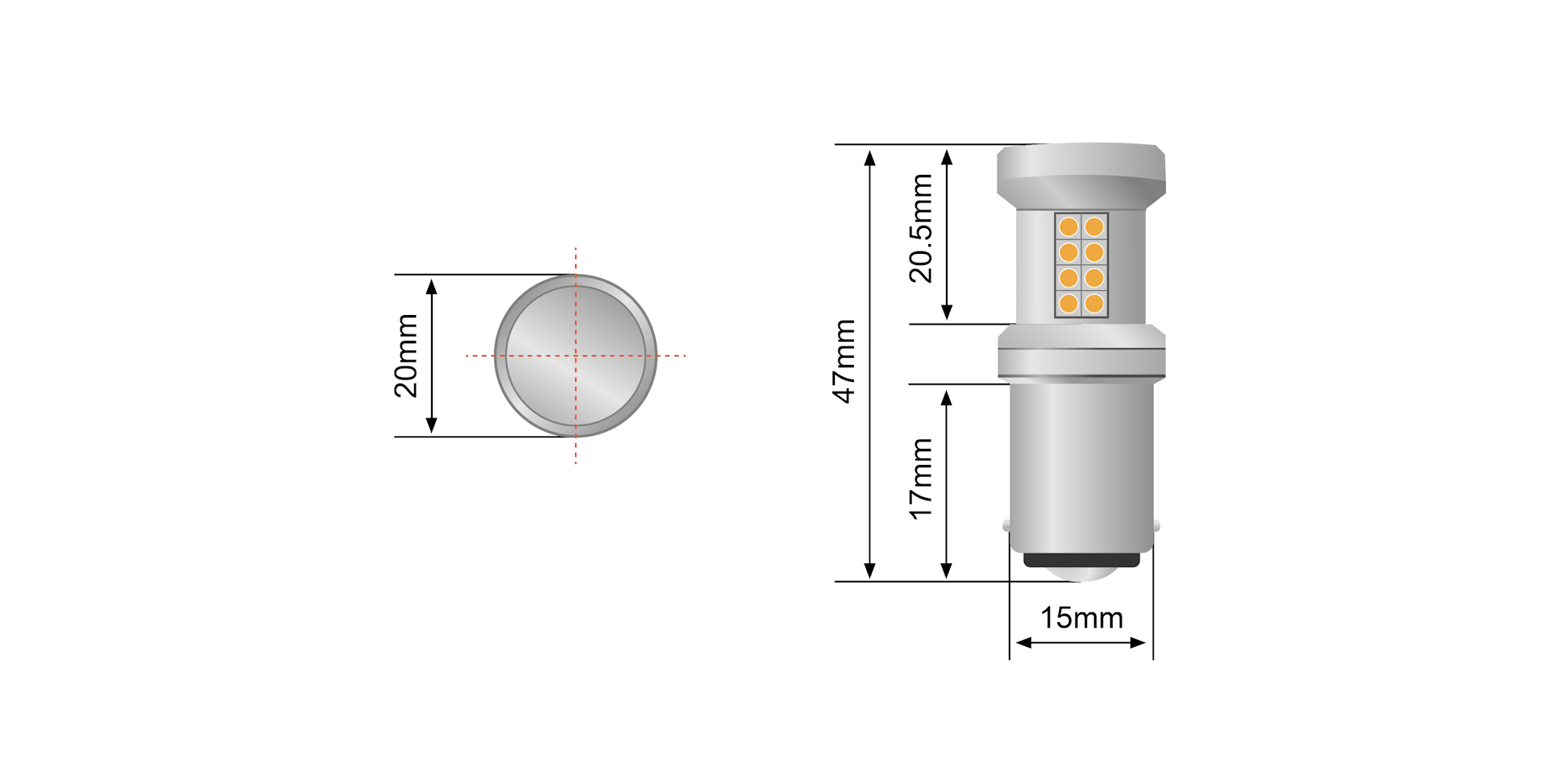 BA15S (1156) LED BULBS (PAIR)