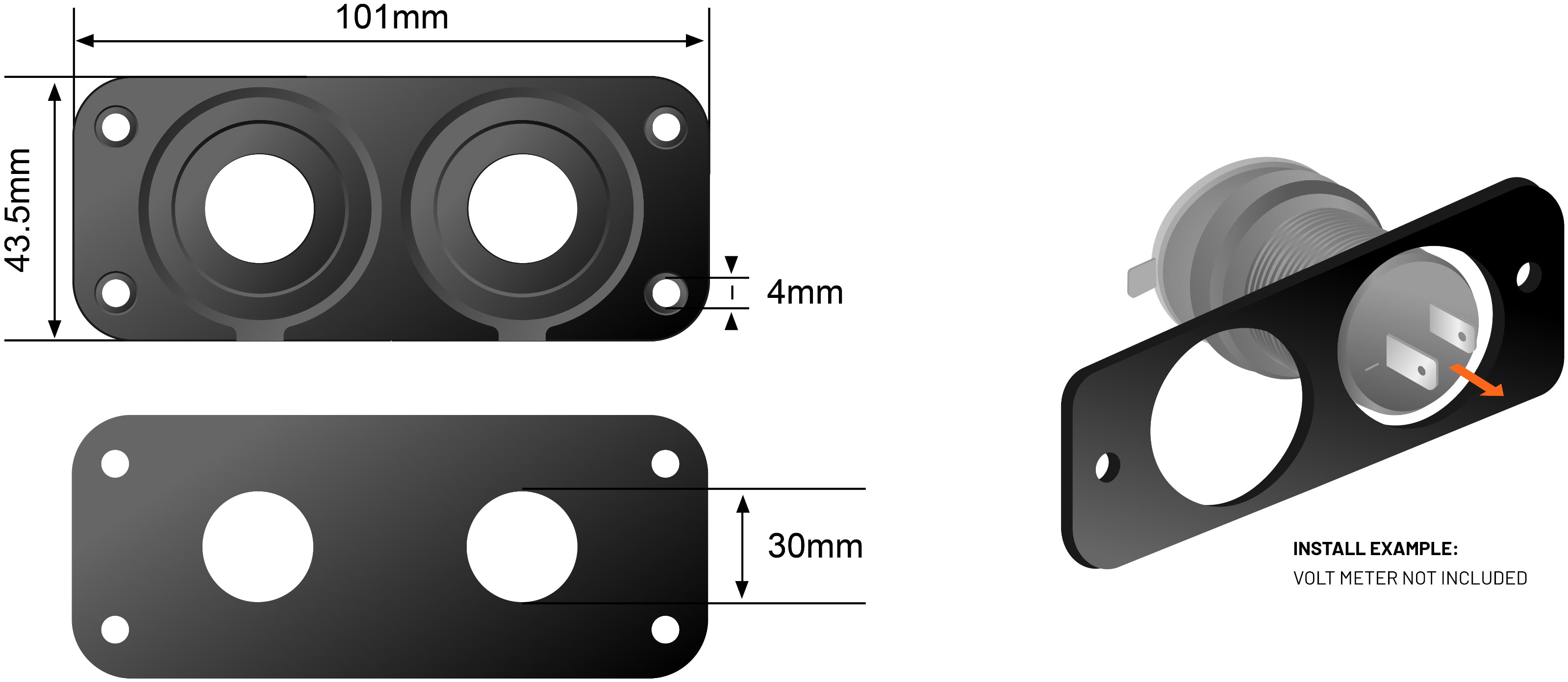 Stedi Twin 4X4 Flush Mount Plate Dimensions