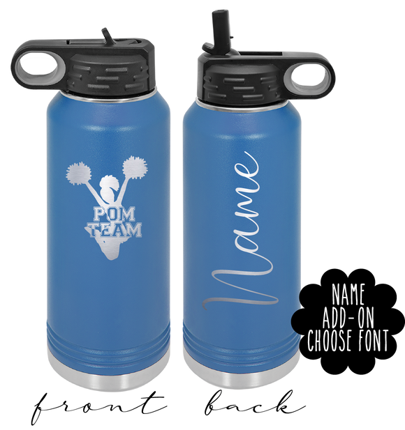 Cheerleading Water Bottle - Pom Team Water Bottle