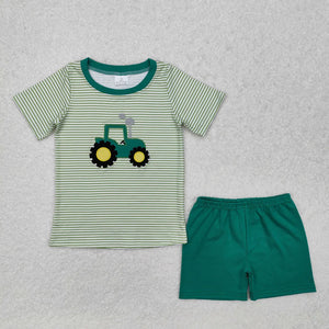 Tractor Embroidery Boy Short Set - Blushes Boutiques