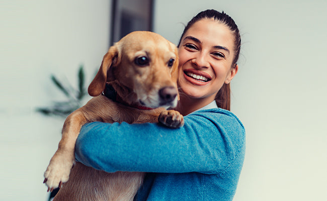 Woman loving her dog