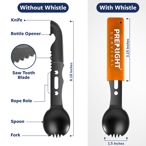 Spork with whistle and without whistle