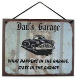 Dad's Garage Vintage Style Sign with Classic Car