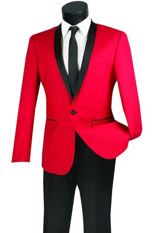 Slim Fit Prom Tuxedo Men's Red Skinny Tux T-SS